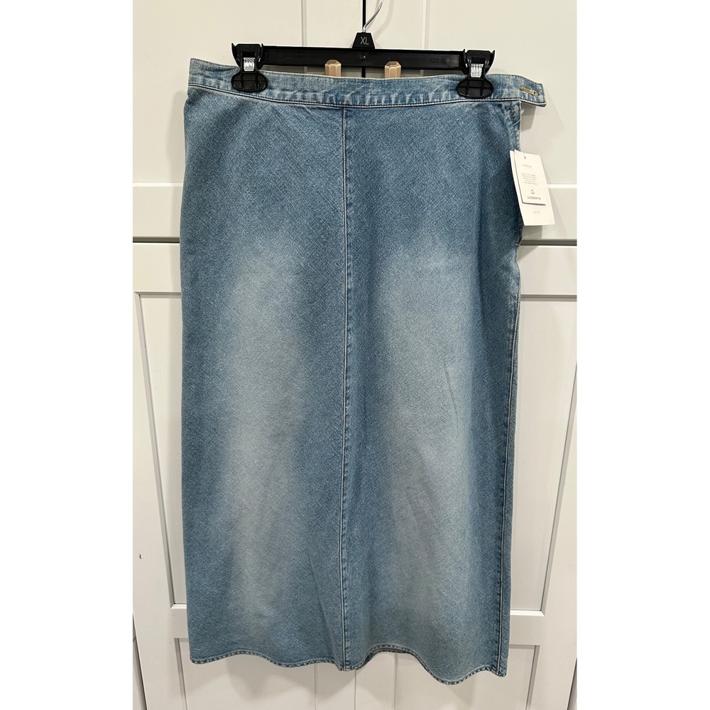 Vtg Liz Claiborne Lizwear Jeans Denim‎ Maxi Skirt Light Wash Petite 10P NWT